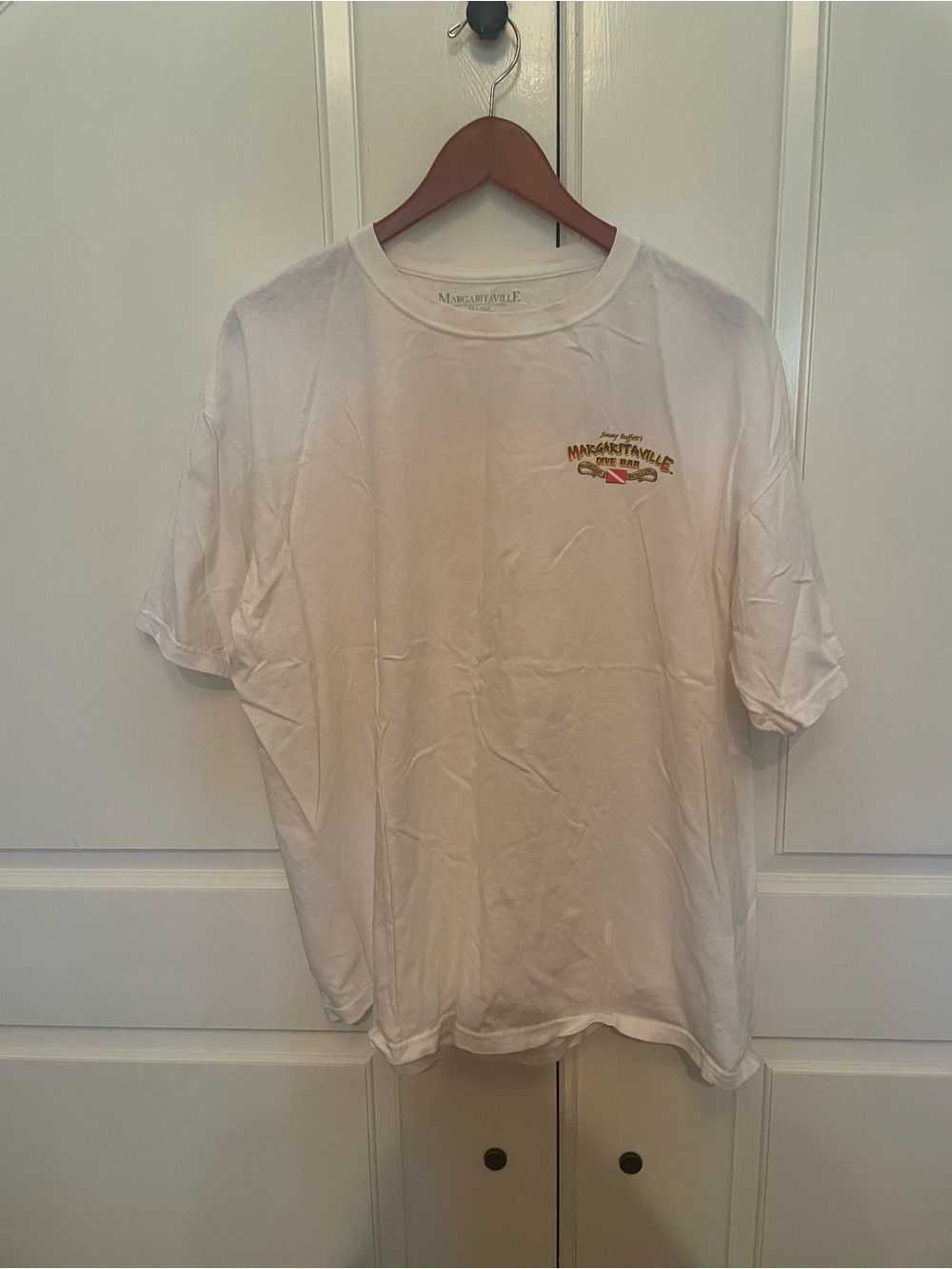 Margaritaville White Short-Sleeve Graphic Tee with Small Chest Logo
